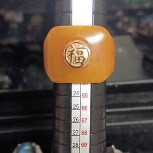 D'Joy Yellow Jade (D) 31.15 ctw Fu Happiness Mens Ring in Vermeil YG and Rhodium